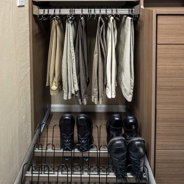 Tenino Walnut Reach-In Closet Display - Campbell Showroom