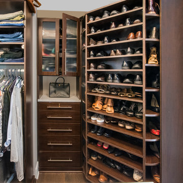 The 360 Organizer® Shoe Spinner and Custom Closet Hutch with Reeded Glass Doors