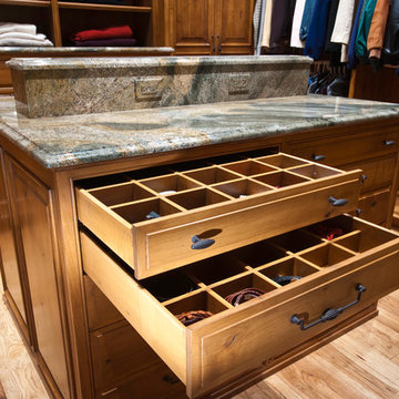 Wood Closet with an Island Cabinet