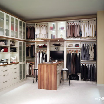 Walk in closet in eggshell with Forterra Canyon Plum accents