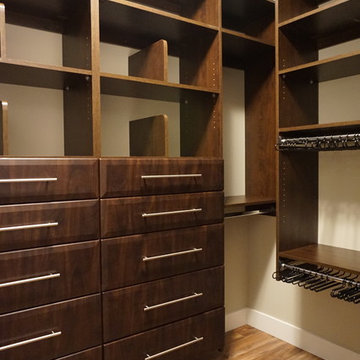 Walk-In Closet with Drawers and Shelf Dividers