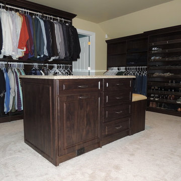 Walk In Closet with Island and Custom mirror unit