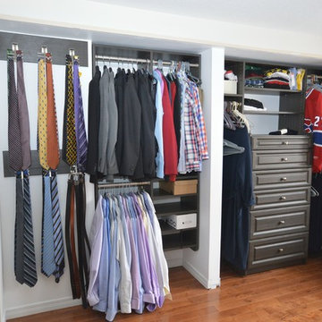 Well organized closet makes use of limited space available.