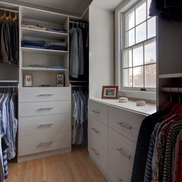 White Chocolate Walk In Closet with Drawers Under Window