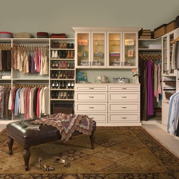 White Closet with Built-in Cabinets