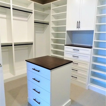 White Closet with chocolate accents