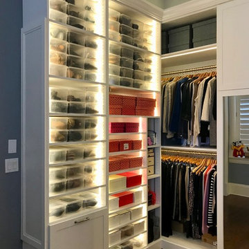 White Lighted Master Closet
