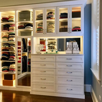 White Lighted Master Closet