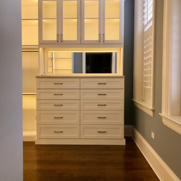 White Lighted Master Closet