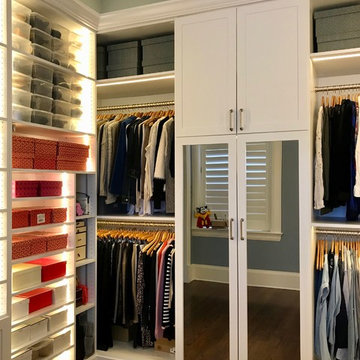White Lighted Master Closet