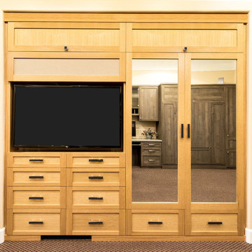 White Oak External Wardrobe and Media Center Display - Danville Showroom