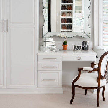 White Painted Maple Wood Walk-In Closet & Dressing Room, Westchester County, NY