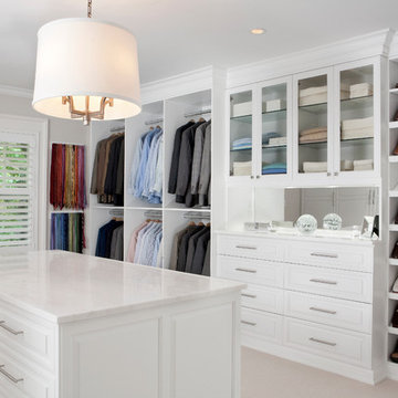 White Painted Maple Wood Walk-In Closet & Dressing Room, Westchester County, NY
