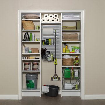 White Utility Closet with Slatwall and Accessories