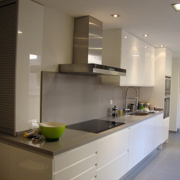 Cocina Blanca y gris lineal