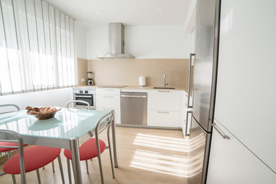 This is an example of a scandi kitchen in Madrid.