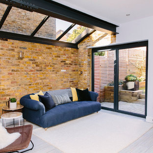 Design ideas for a large industrial conservatory in London with vinyl flooring and white floors.