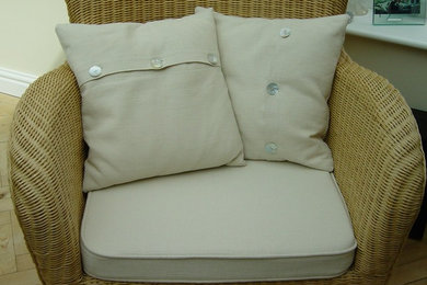 Bespoke seat cushion with matching button scatter cushions
