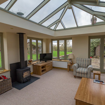 Linked Living Room Orangery Style with Woodburner