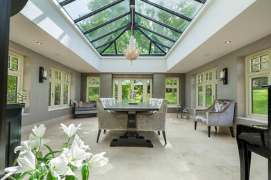 Medium sized traditional conservatory in Buckinghamshire with beige floors.