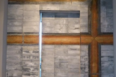 Ejemplo de recibidores y pasillos actuales con paredes grises