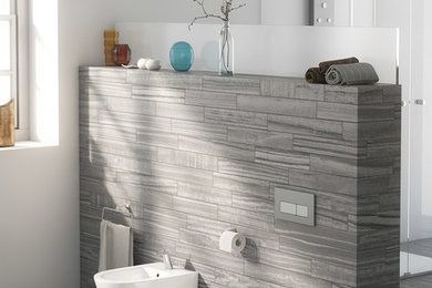 Diseño de cuarto de baño principal minimalista de tamaño medio