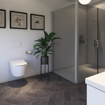 Proyecto Juan Perez en 3D Baño Moderno de 12,83 m2