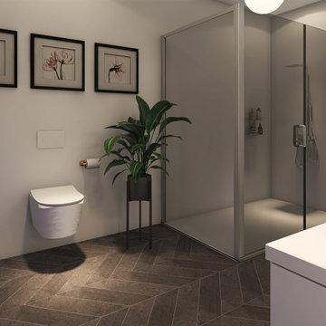 Proyecto Juan Perez en 3D Baño Moderno de 12,83 m2