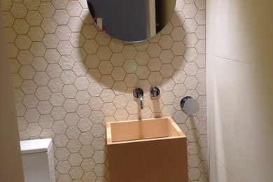 Foto de cuarto de baño clásico renovado con microcemento