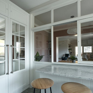 Cucina | Dettaglio vetrata scorrevole in legno