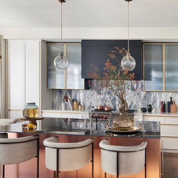 Inlaid marble tiles for kitchen interiors | Rosemary by Stacey Cohen Design