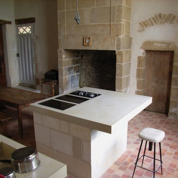 A Thirteen Century style Kitchen in white concrete