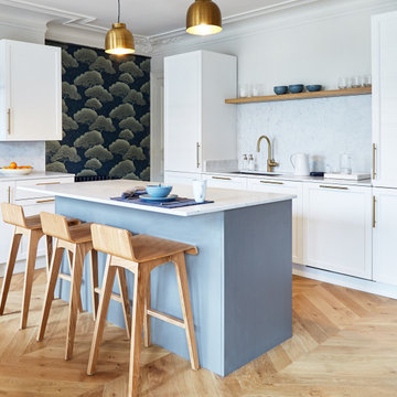 Chic and Colorful Parisian apartment with open kitchen