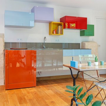 Cuisine coloré appartement parisien
