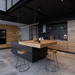 Cuisine multi-matières esprit industriel et cosy