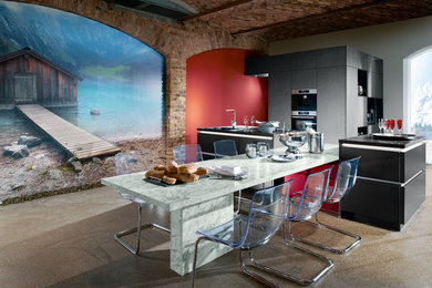 クレルモン・フェランにある広いコンテンポラリースタイルのおしゃれなキッチンの写真