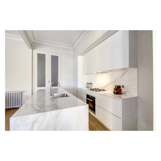 Ilot central recouvert marbre - Contemporary - Kitchen - Bordeaux - by MP  intérieurs | Houzz