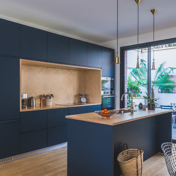75 Kitchen with Blue Cabinets and Brown Countertops Ideas You'll Love -  September, 2022 | Houzz