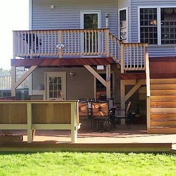 3 Tiered Mahogany Deck with built in benches