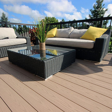 A 2 level low maintenance deck by Hickory Dickory Decks.