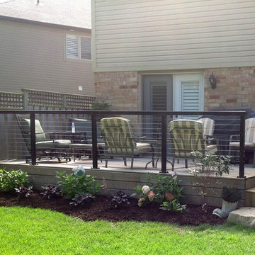 Ancaster Ontario Canada - Black Aluminum Post and Top Rail with Cable Rail Infil