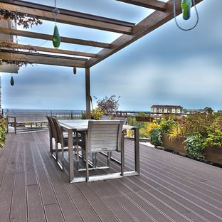 Ispirazione per una grande terrazza minimal sul tetto con una pergola e un giardino in vaso