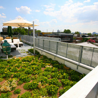 Immagine di una terrazza industriale di medie dimensioni e sul tetto con nessuna copertura