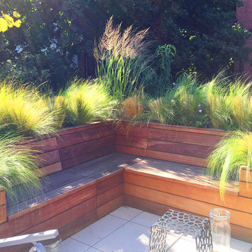 Boerum Hill, Brooklyn Rooftop Terrace with Fountain and Custom Built-in Bench