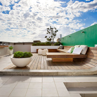 Mid-sized contemporary rooftop and rooftop deck in Sydney with no cover.