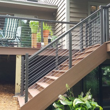 Brown Deck with Black Railings