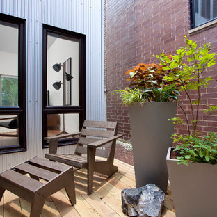 Deck container garden - small modern courtyard deck container garden idea in Chicago with no cover