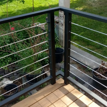 Cable Railings & Steel Stair on New Deck