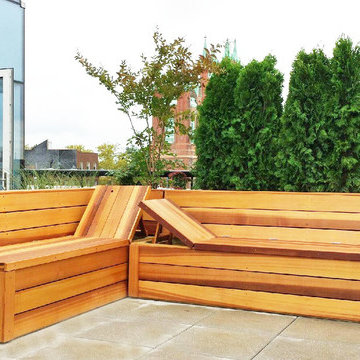 Carroll Gardens, Brooklyn Roof - Custom Planter Boxes, Bench, and Outdoor Bar