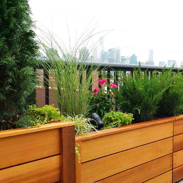 Carroll Gardens, Brooklyn Rooftop Garden Design with Custom Planters